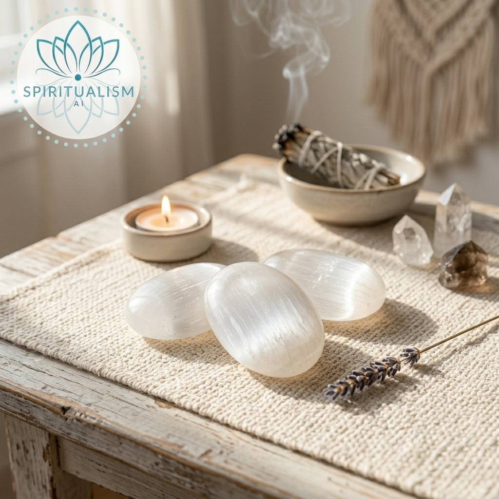 Selenite Palm Stone | Cleansing Crystal | Worry Stone | Stardust Market