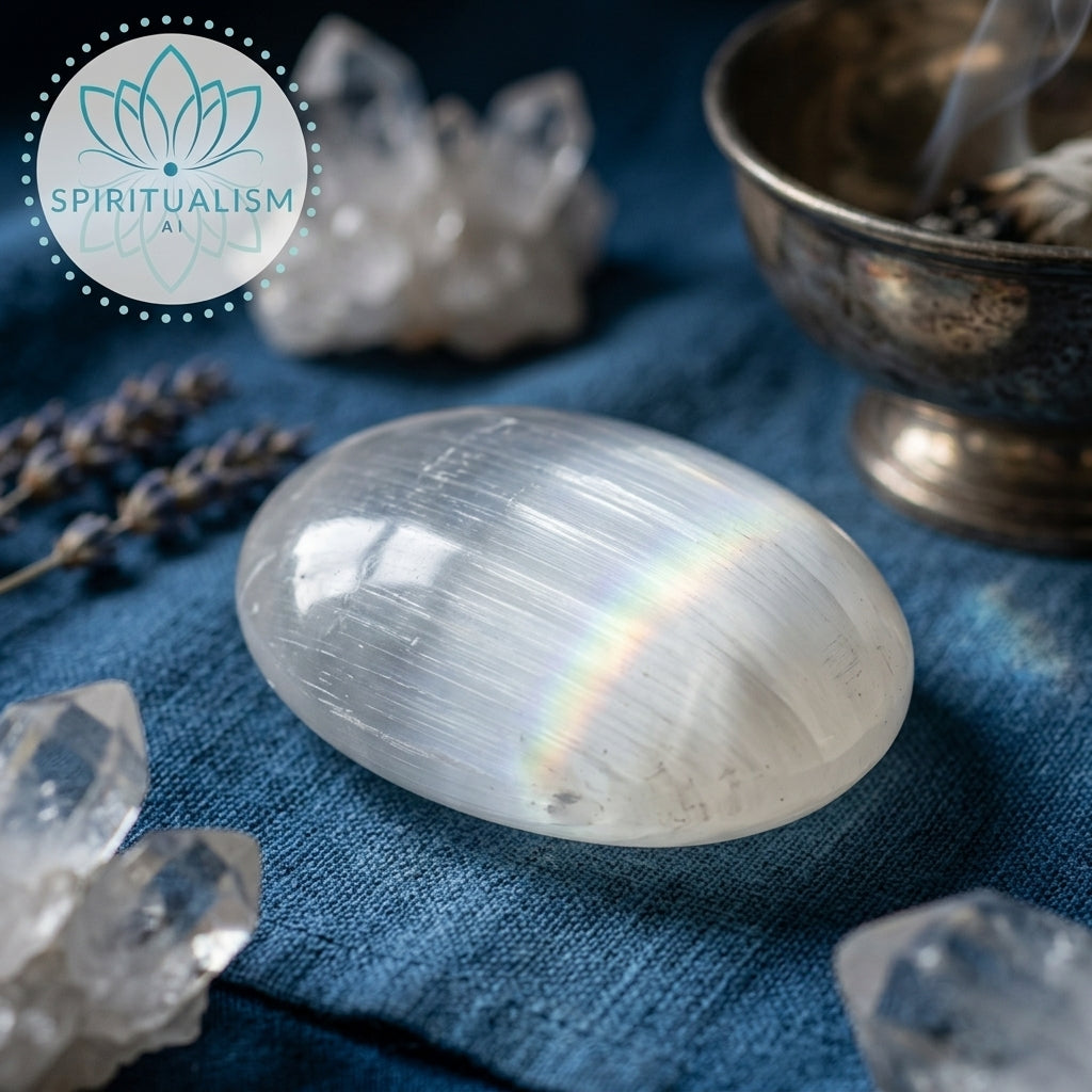 Selenite Palm Stone | Cleansing Crystal | Worry Stone | Stardust Market