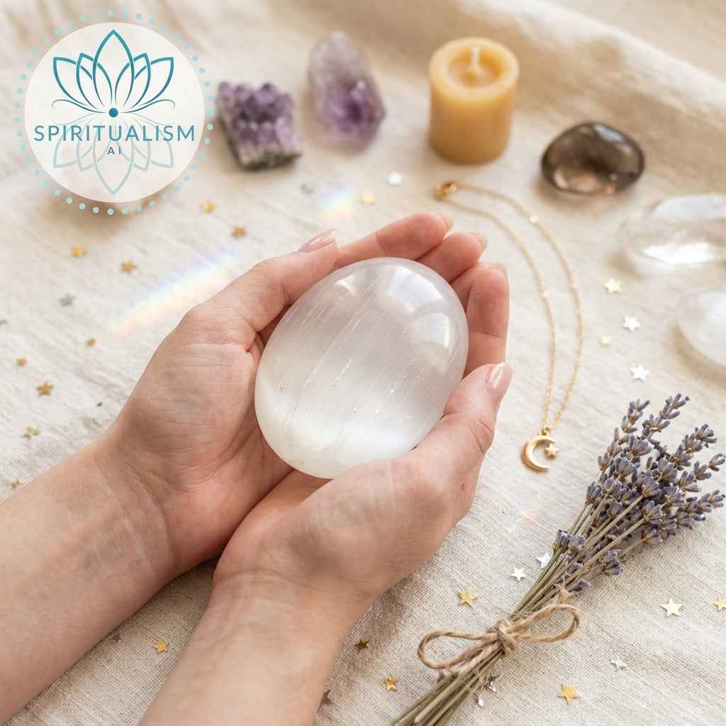 Selenite Palm Stone | Cleansing Crystal | Worry Stone | Stardust Market