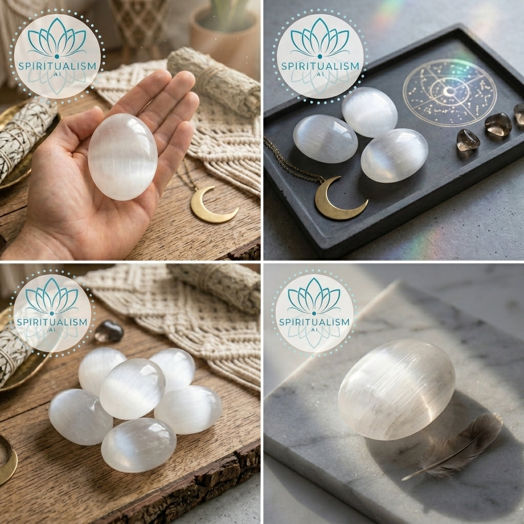 Selenite Palm Stone | Cleansing Crystal | Worry Stone | Stardust Market
