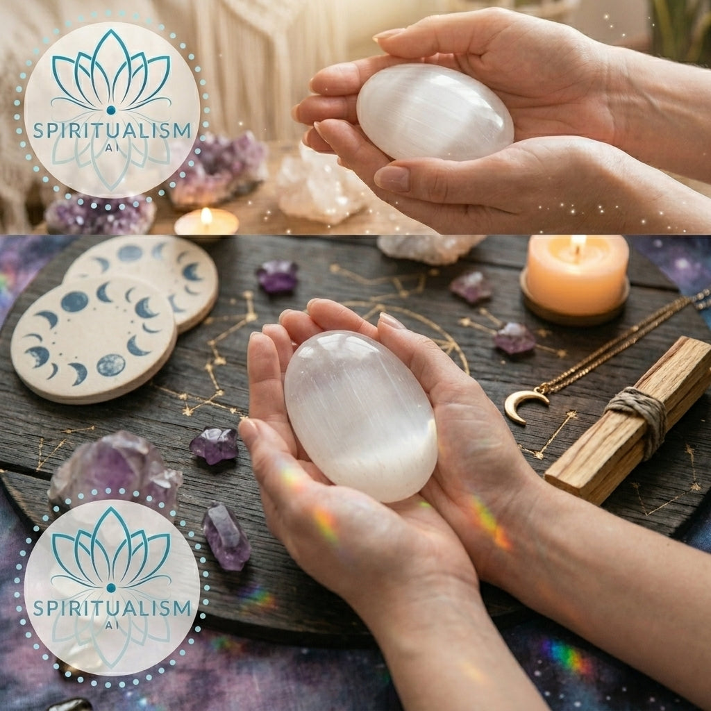 Selenite Palm Stone | Cleansing Crystal | Worry Stone | Stardust Market