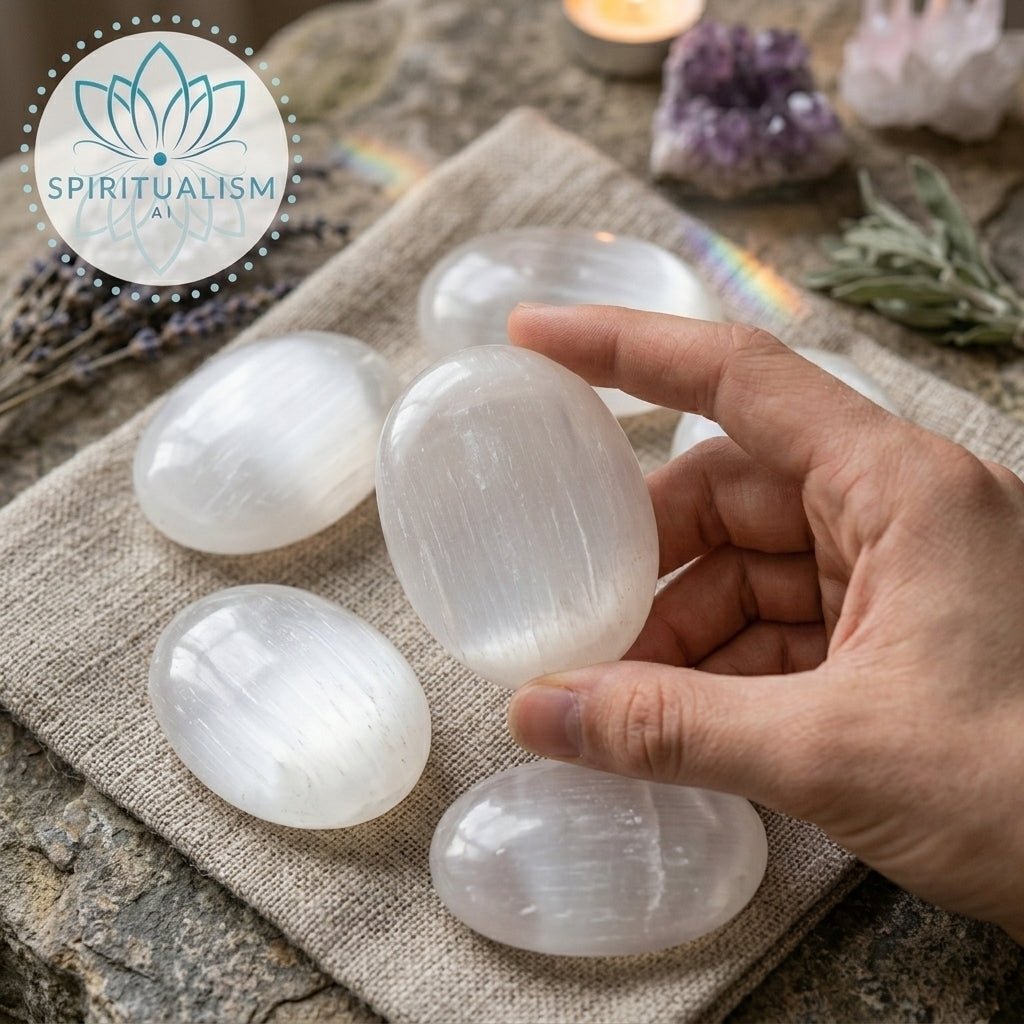 Selenite Palm Stone | Cleansing Crystal | Worry Stone | Stardust Market
