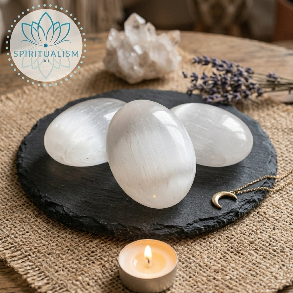 Selenite Palm Stone | Cleansing Crystal | Worry Stone | Stardust Market