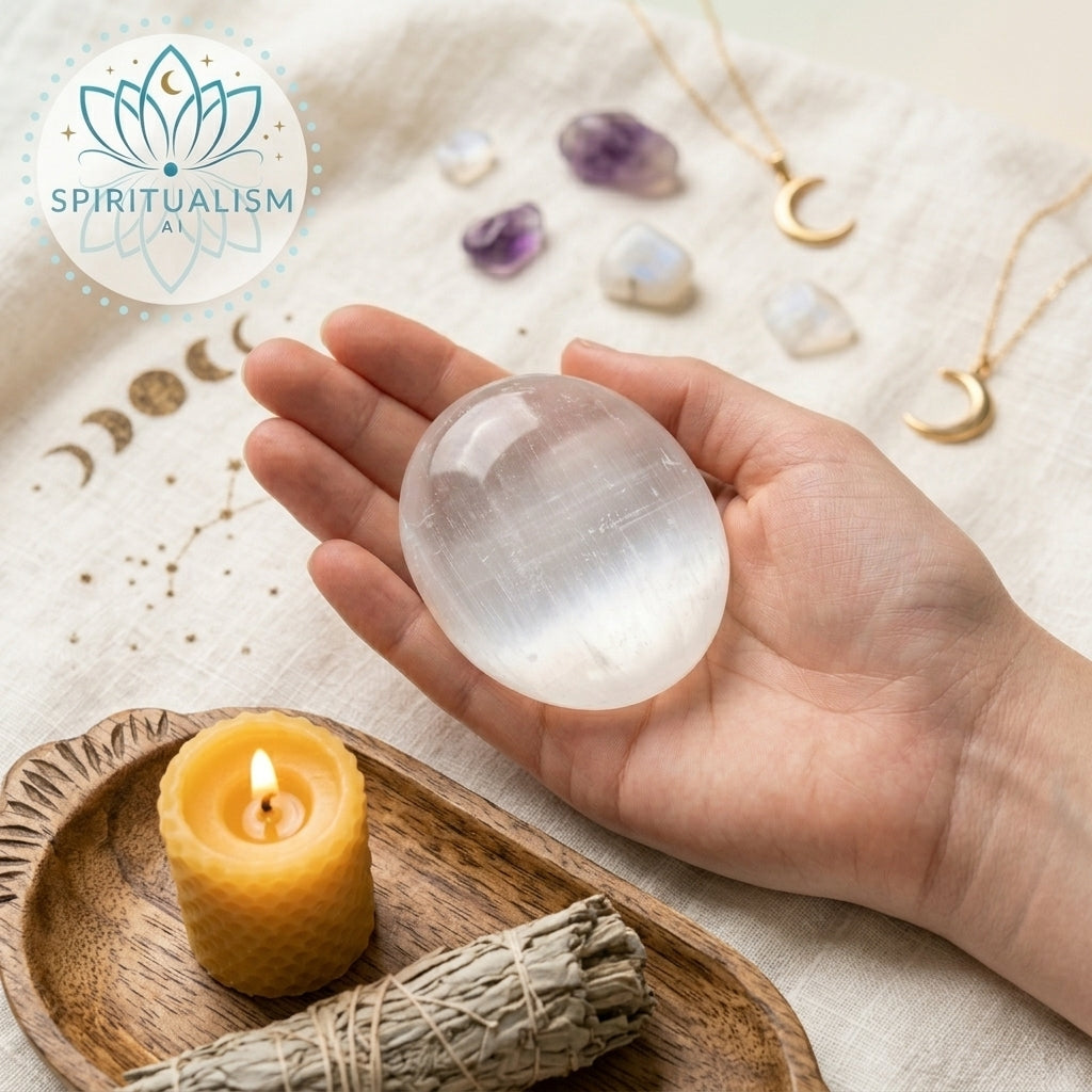 Selenite Palm Stone | Cleansing Crystal | Worry Stone | Stardust Market