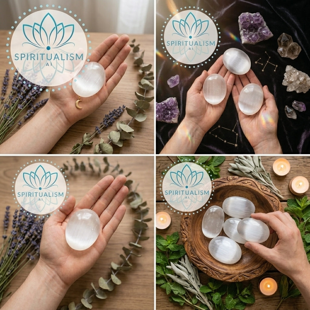 Selenite Palm Stone | Cleansing Crystal | Worry Stone | Stardust Market