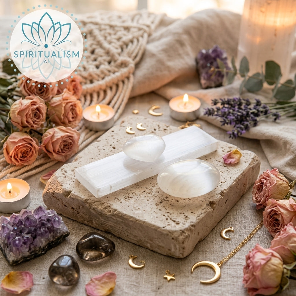Selenite Gift Set | Palm Stone + Heart + Slab | Crystal Cleansing Bundle | Stardust Market