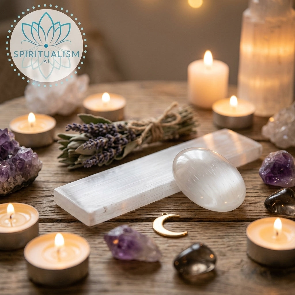 Selenite Bundle | Palm Stone + Slab | Crystal Cleansing Set | Stardust Market