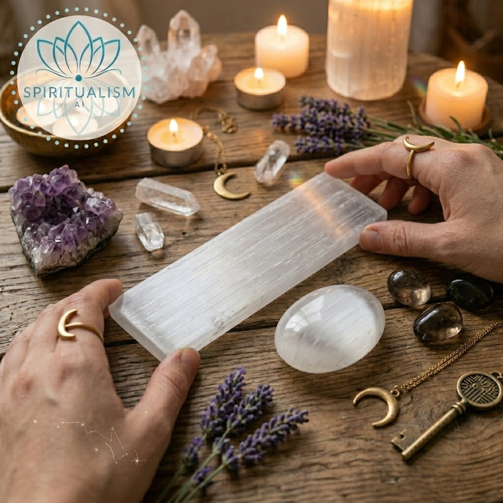 Selenite Bundle | Palm Stone + Slab | Crystal Cleansing Set | Stardust Market