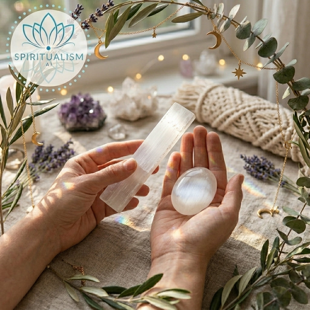 Selenite Bundle | Palm Stone + Slab | Crystal Cleansing Set | Stardust Market