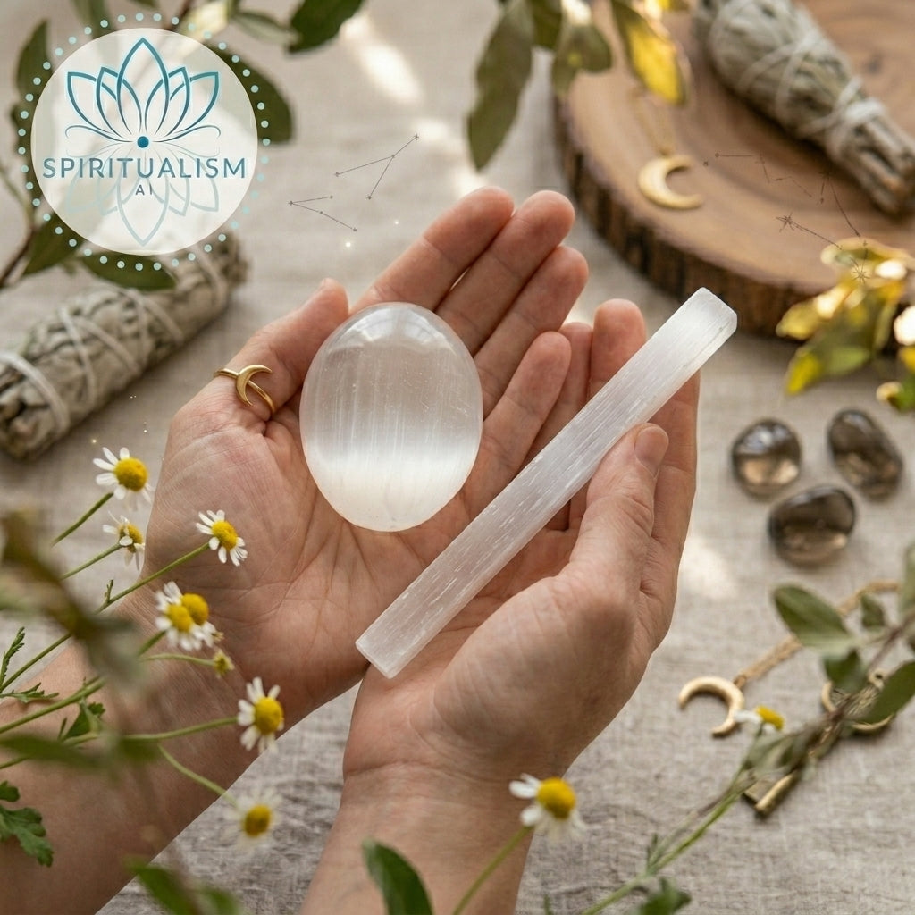 Selenite Bundle | Palm Stone + Slab | Crystal Cleansing Set | Stardust Market