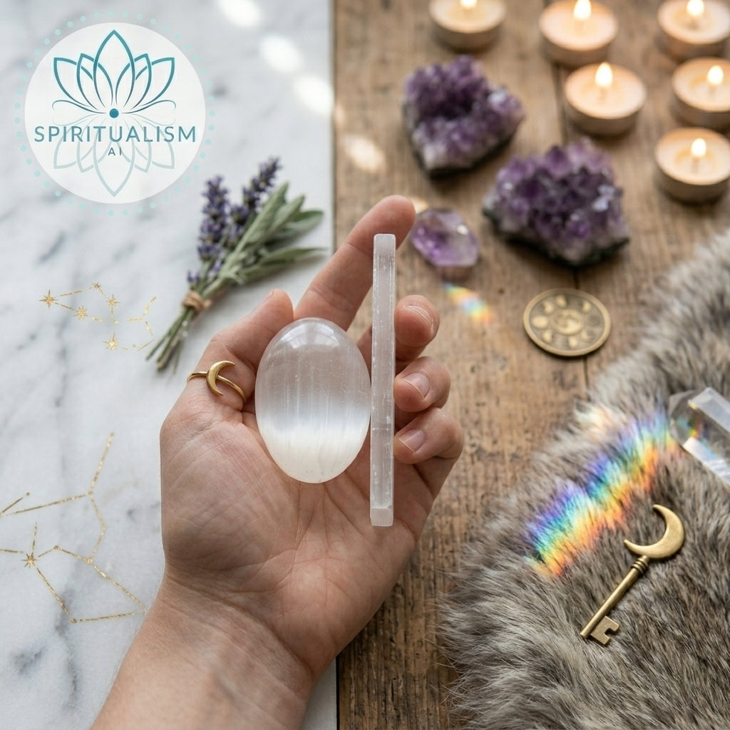 Selenite Bundle | Palm Stone + Slab | Crystal Cleansing Set | Stardust Market