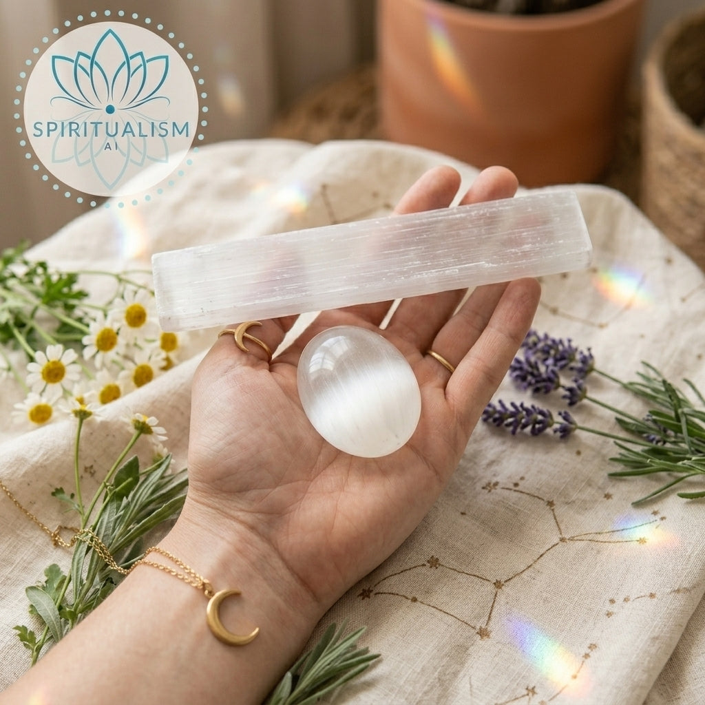 Selenite Bundle | Palm Stone + Slab | Crystal Cleansing Set | Stardust Market