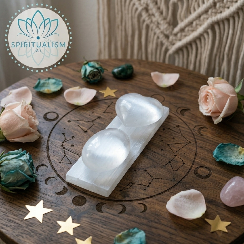 Selenite Gift Set | Palm Stone + Heart + Slab | Crystal Cleansing Bundle | Stardust Market