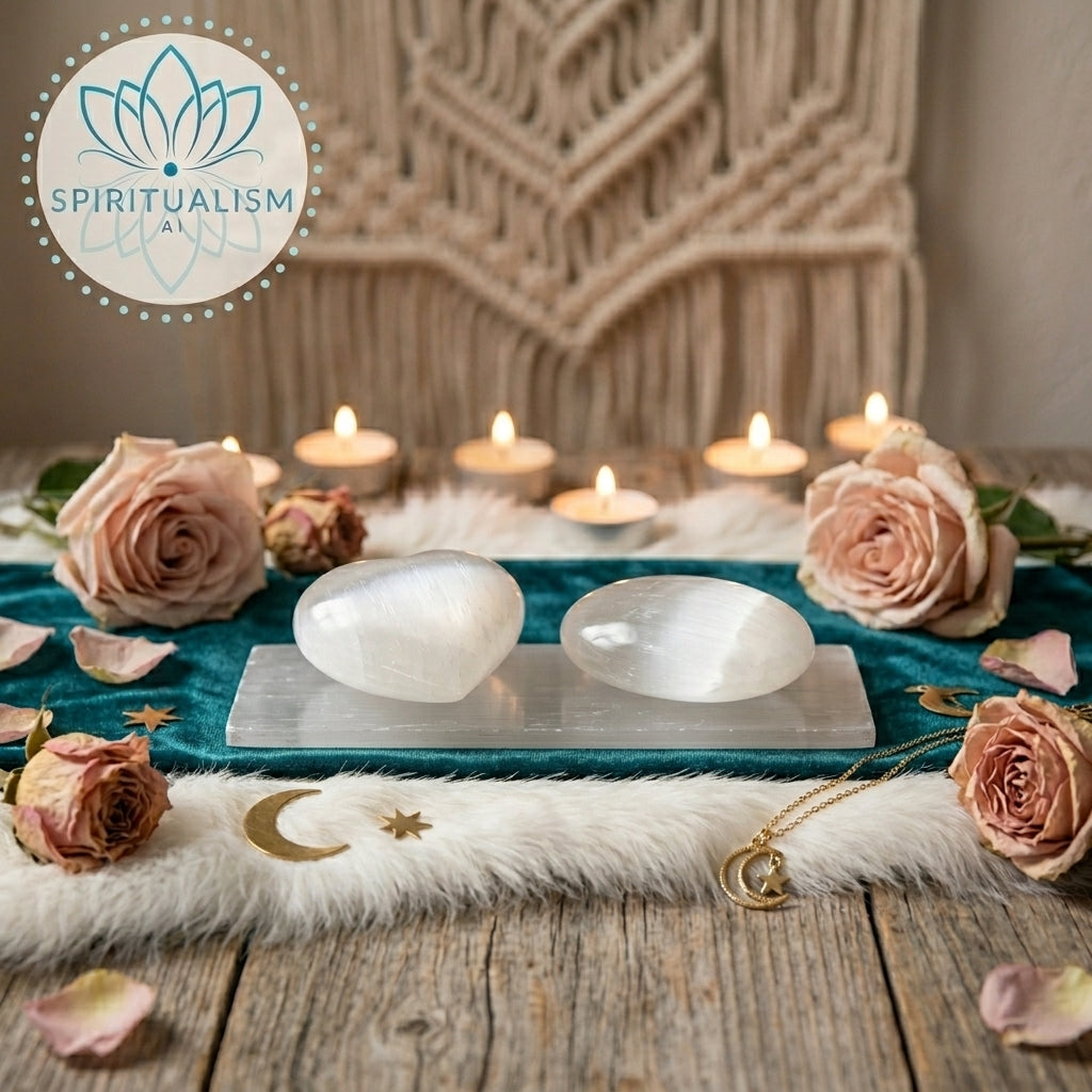 Selenite Gift Set | Palm Stone + Heart + Slab | Crystal Cleansing Bundle | Stardust Market