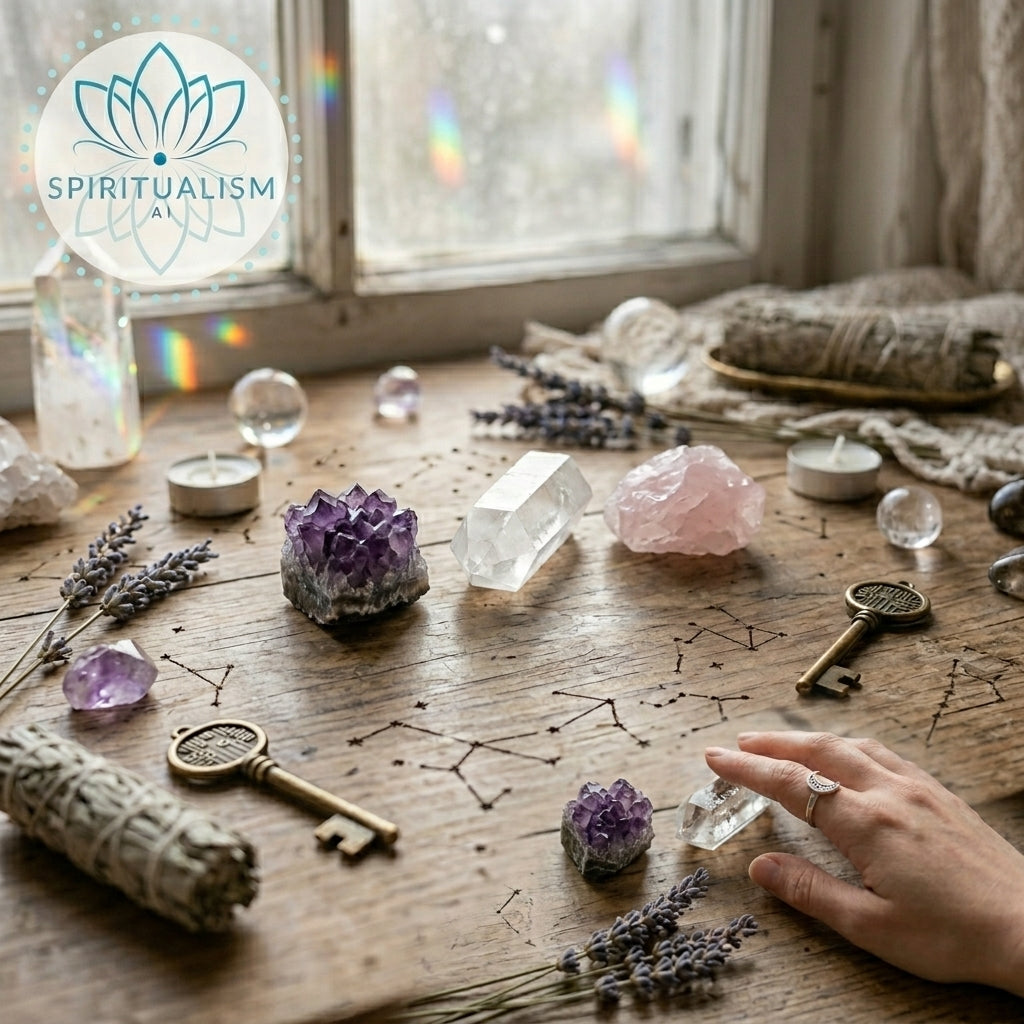 The Inner Light Set | Amethyst, Rose Quartz & Clear Quartz on Selenite Slab | Crystal Gift Set | Stardust Market