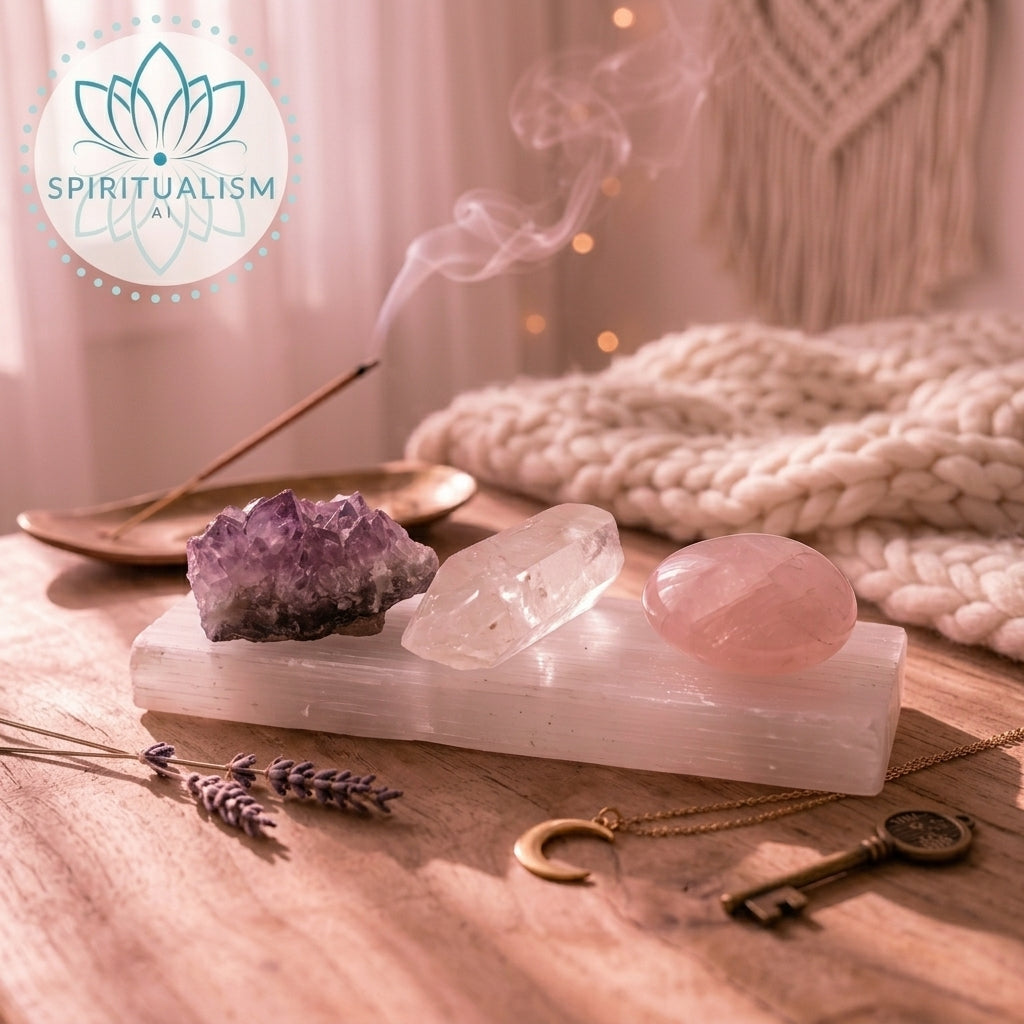 The Foundation Set | Amethyst + Rose Quartz + Clear Quartz + Selenite Slab | Crystal Gift Set | Stardust Market