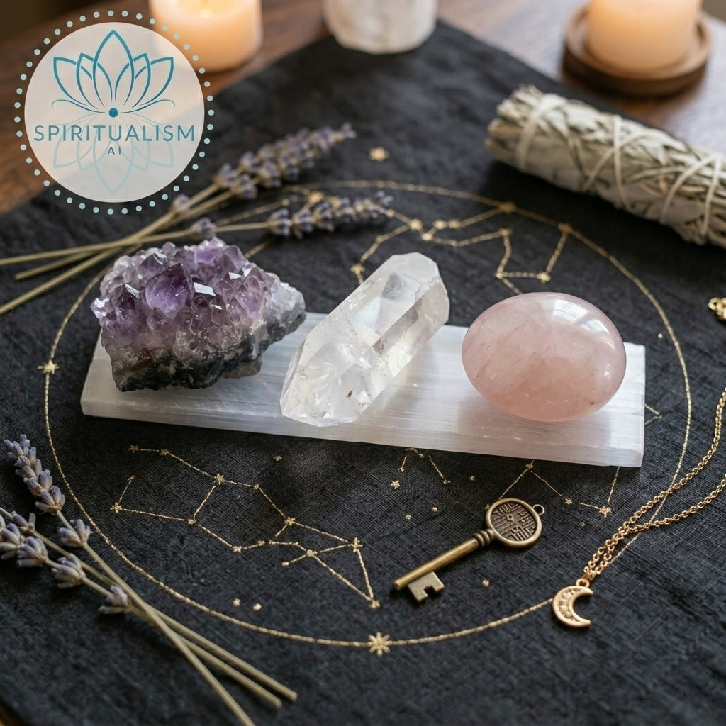 The Foundation Set | Amethyst + Rose Quartz + Clear Quartz + Selenite Slab | Crystal Gift Set | Stardust Market