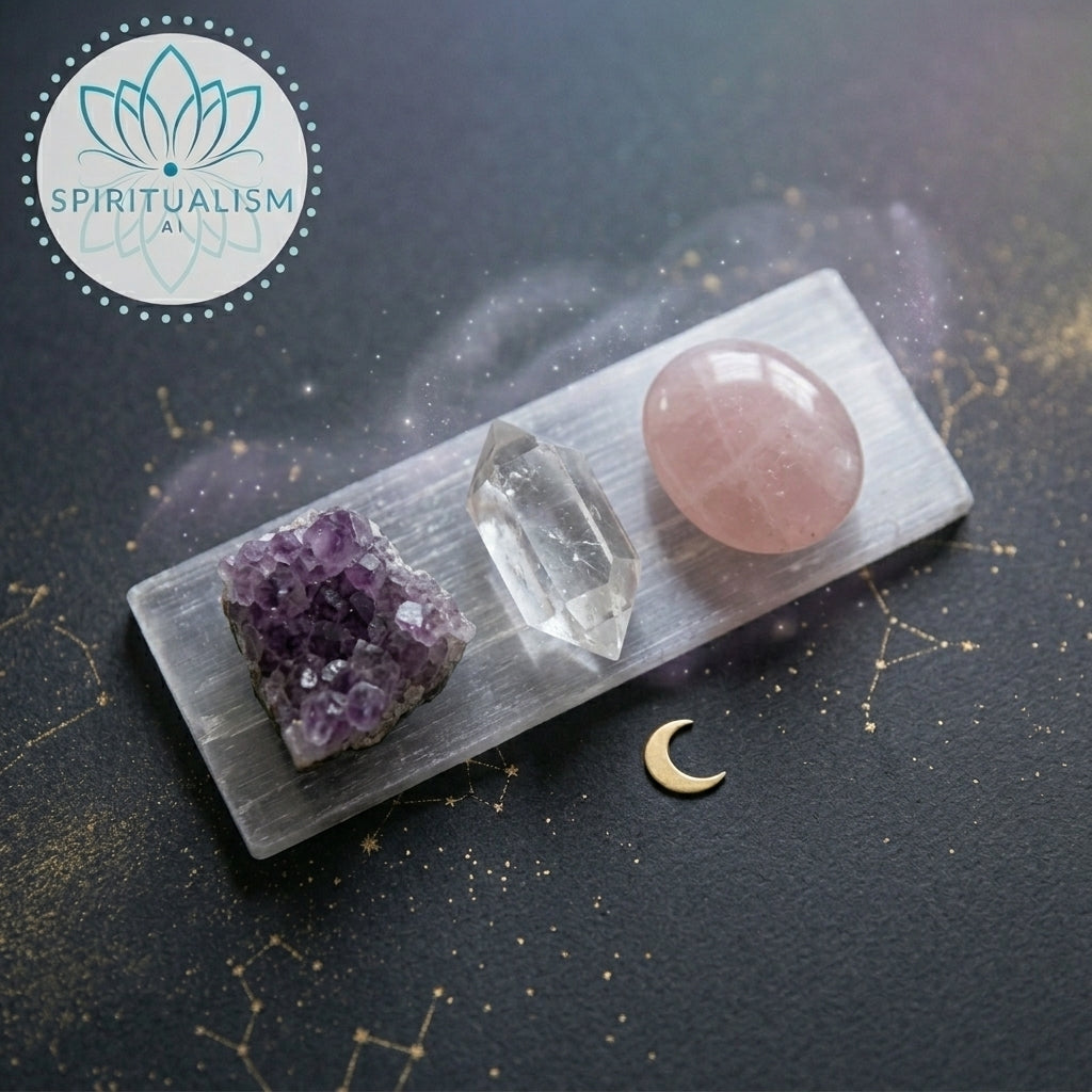 The Foundation Set | Amethyst + Rose Quartz + Clear Quartz + Selenite Slab | Crystal Gift Set | Stardust Market