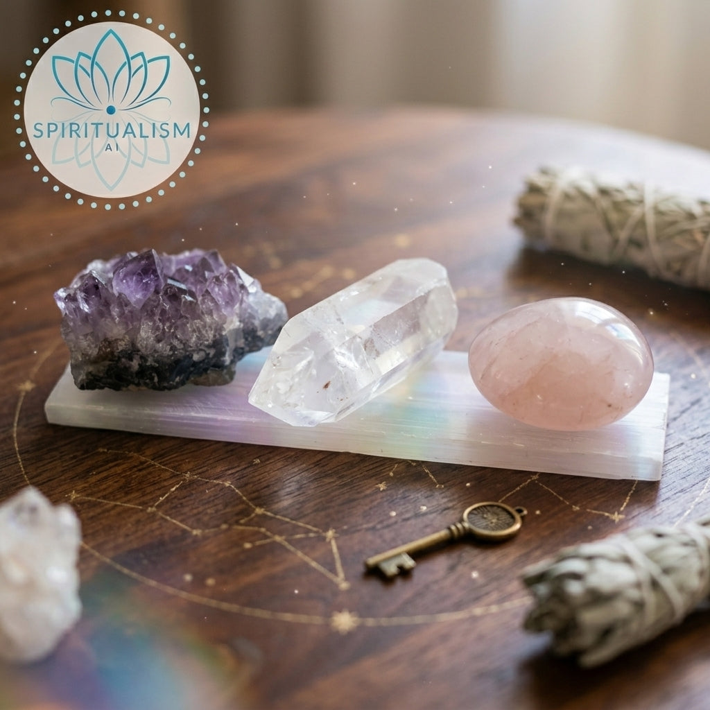 The Foundation Set | Amethyst + Rose Quartz + Clear Quartz + Selenite Slab | Crystal Gift Set | Stardust Market