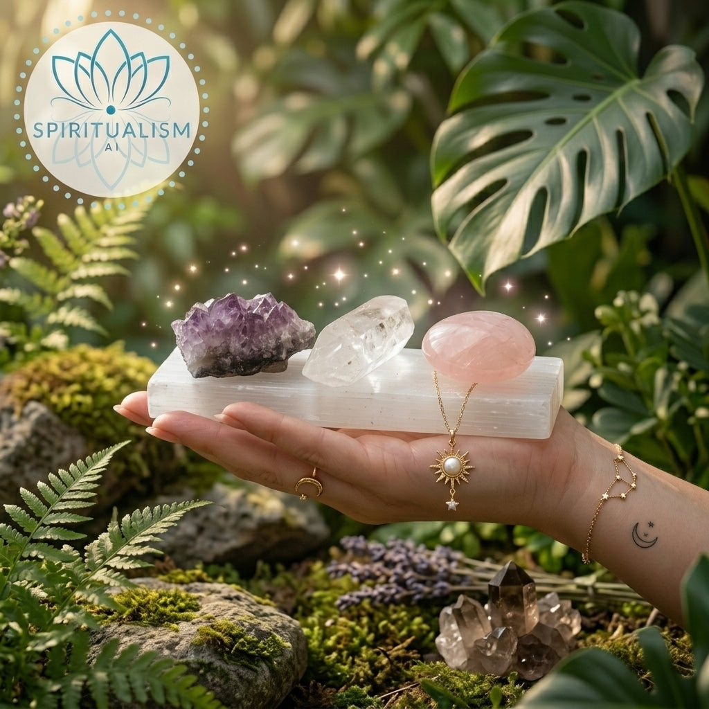 The Foundation Set | Amethyst + Rose Quartz + Clear Quartz + Selenite Slab | Crystal Gift Set | Stardust Market