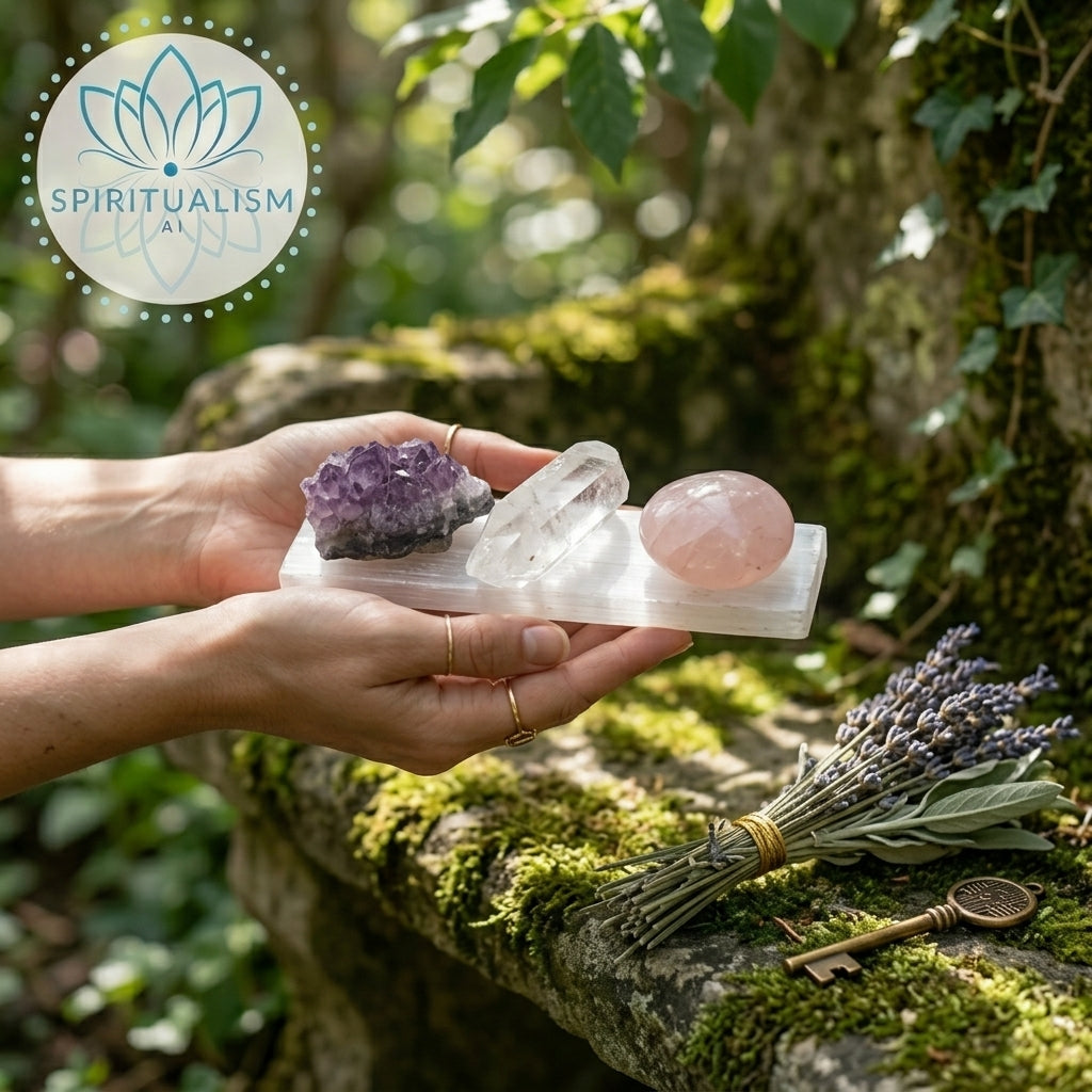 The Foundation Set | Amethyst + Rose Quartz + Clear Quartz + Selenite Slab | Crystal Gift Set | Stardust Market