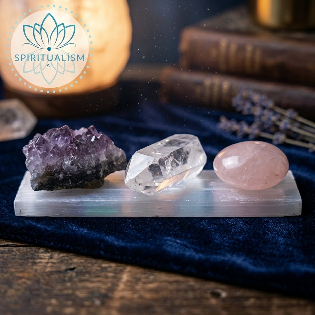 The Foundation Set | Amethyst + Rose Quartz + Clear Quartz + Selenite Slab | Crystal Gift Set | Stardust Market