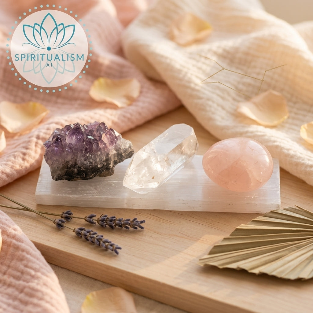 The Foundation Set | Amethyst + Rose Quartz + Clear Quartz + Selenite Slab | Crystal Gift Set | Stardust Market