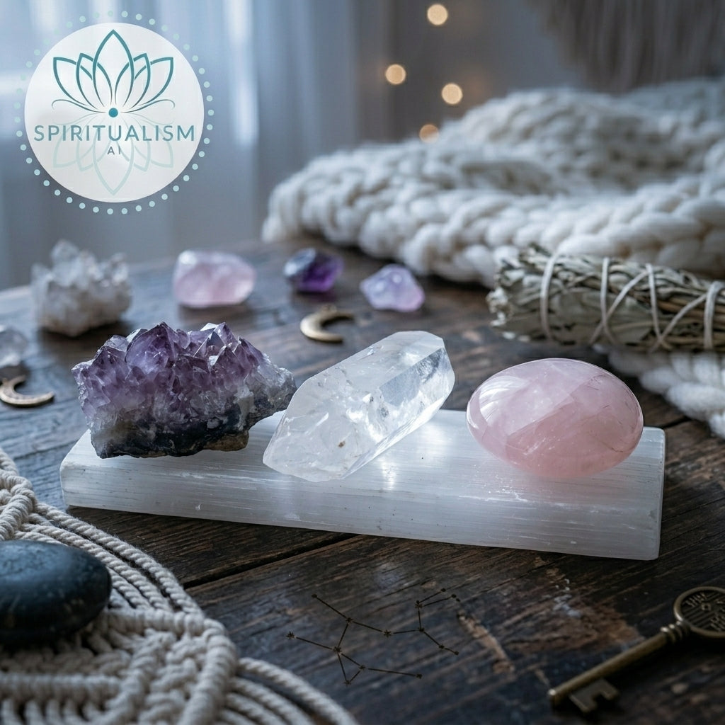 The Foundation Set | Amethyst + Rose Quartz + Clear Quartz + Selenite Slab | Crystal Gift Set | Stardust Market