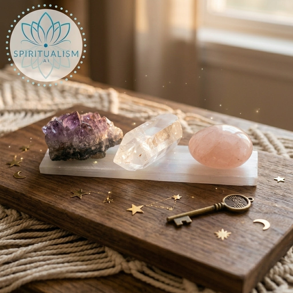 The Foundation Set | Amethyst + Rose Quartz + Clear Quartz + Selenite Slab | Crystal Gift Set | Stardust Market