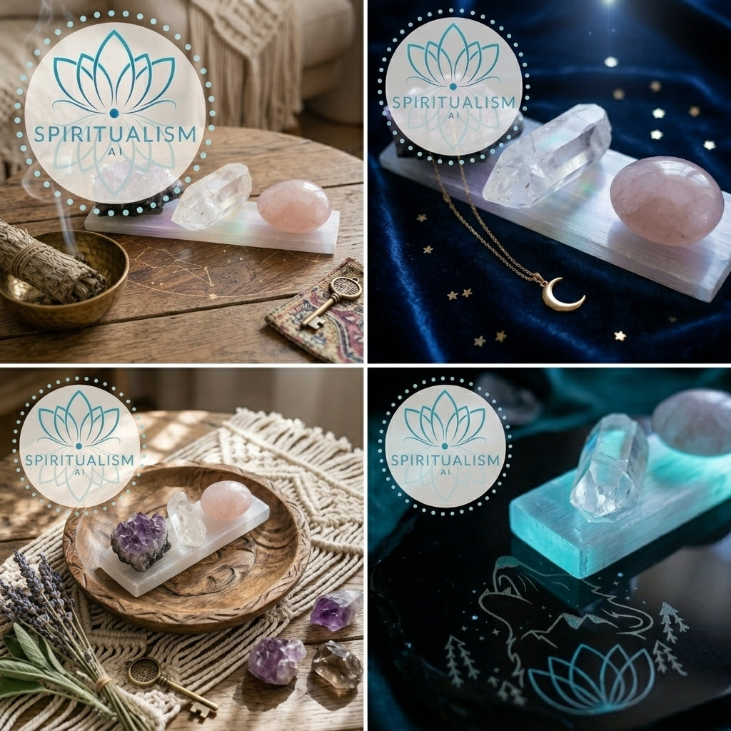 The Foundation Set | Amethyst + Rose Quartz + Clear Quartz + Selenite Slab | Crystal Gift Set | Stardust Market