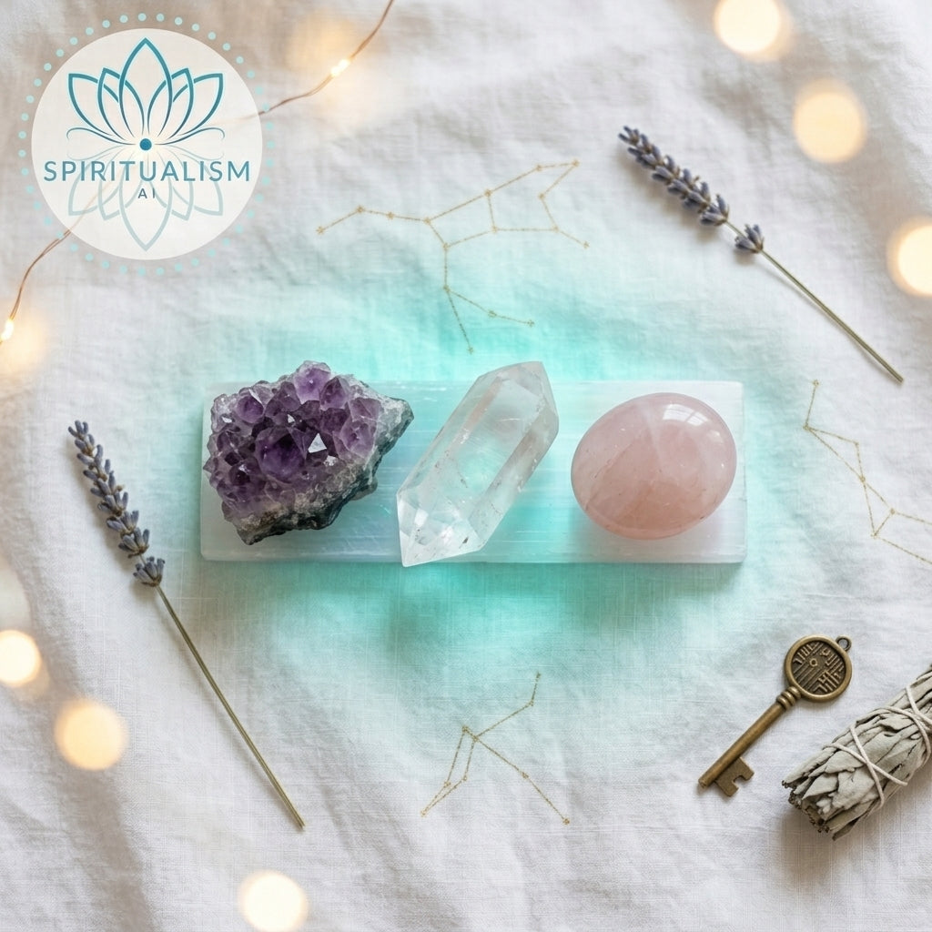 The Foundation Set | Amethyst + Rose Quartz + Clear Quartz + Selenite Slab | Crystal Gift Set | Stardust Market