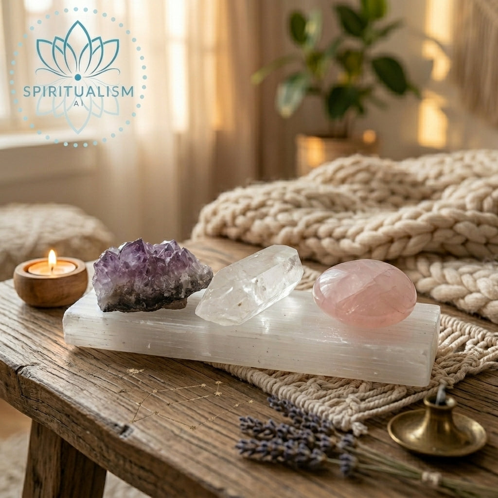 The Foundation Set | Amethyst + Rose Quartz + Clear Quartz + Selenite Slab | Crystal Gift Set | Stardust Market