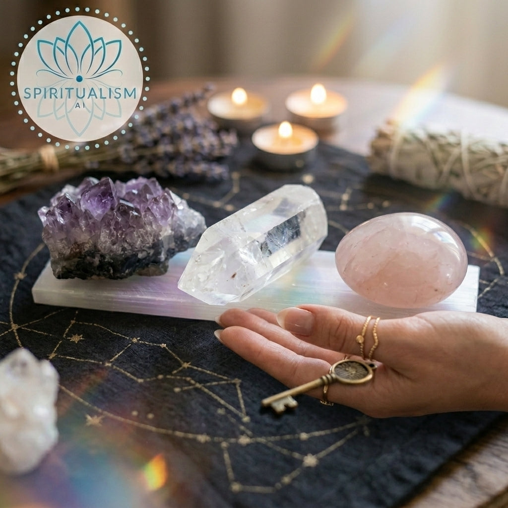The Foundation Set | Amethyst + Rose Quartz + Clear Quartz + Selenite Slab | Crystal Gift Set | Stardust Market