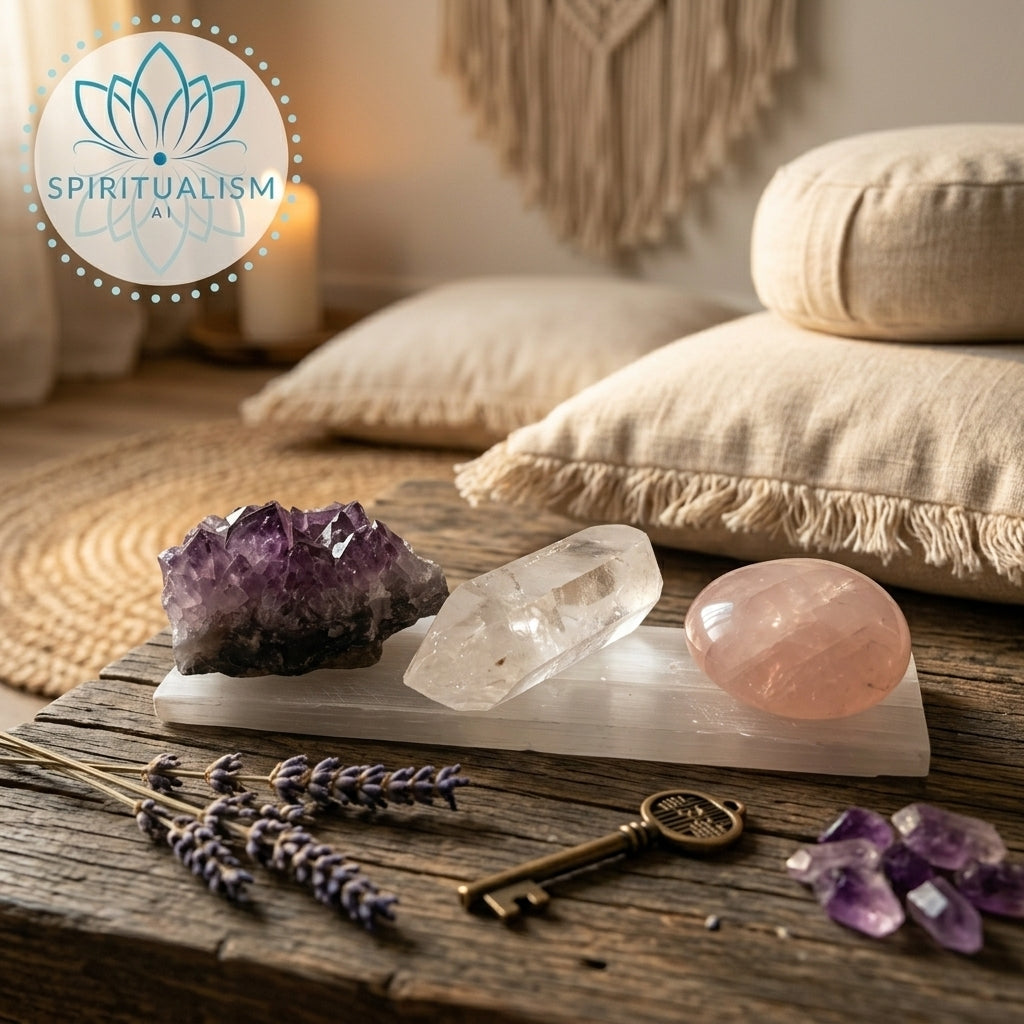 The Foundation Set | Amethyst + Rose Quartz + Clear Quartz + Selenite Slab | Crystal Gift Set | Stardust Market