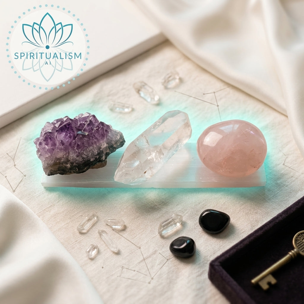 The Foundation Set | Amethyst + Rose Quartz + Clear Quartz + Selenite Slab | Crystal Gift Set | Stardust Market