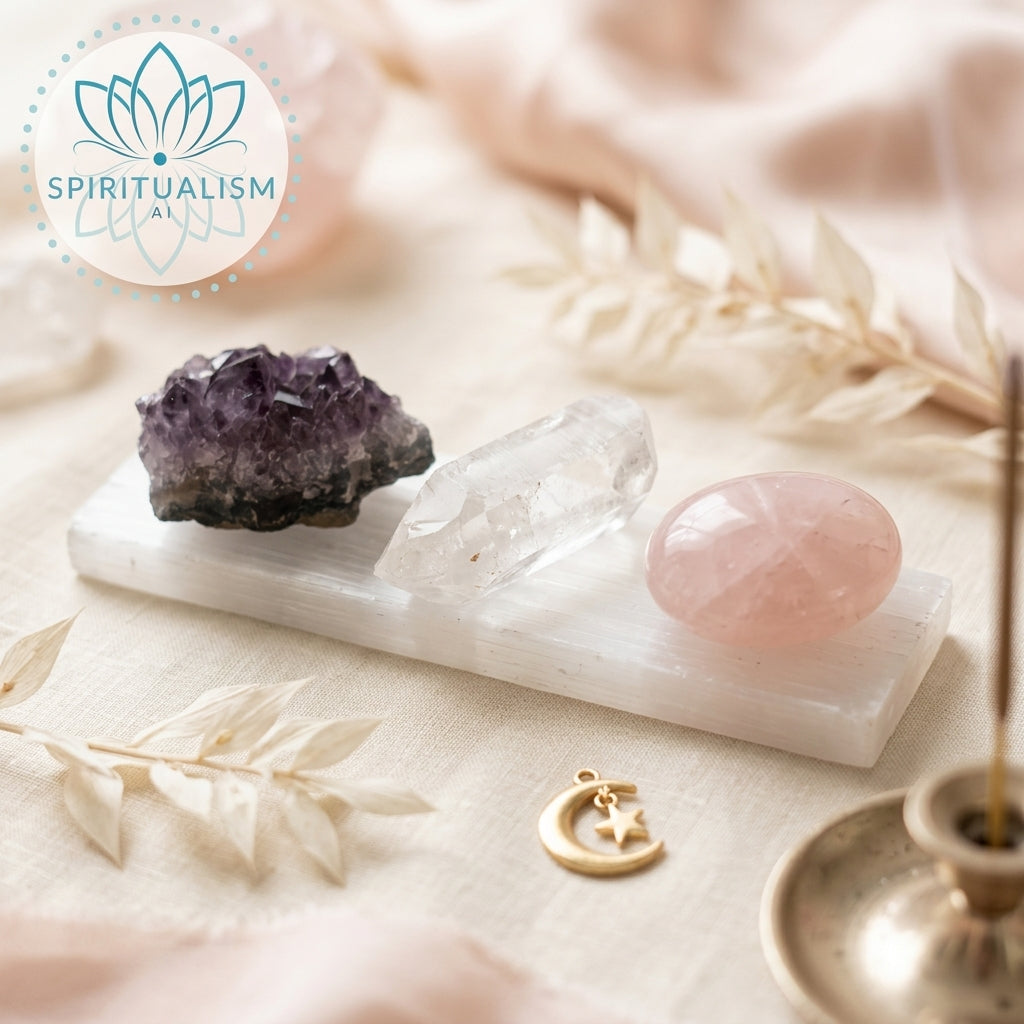 The Foundation Set | Amethyst + Rose Quartz + Clear Quartz + Selenite Slab | Crystal Gift Set | Stardust Market