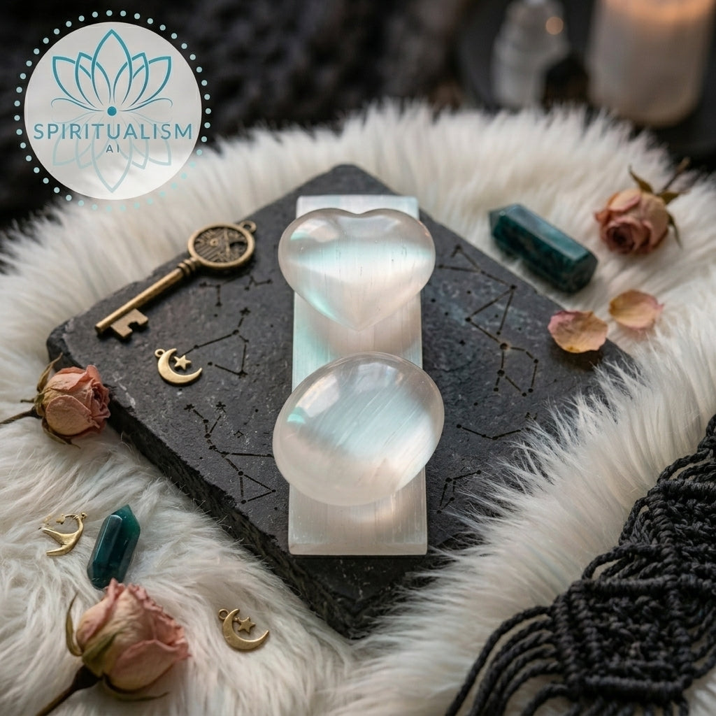 Selenite Gift Set | Palm Stone + Heart + Slab | Crystal Cleansing Bundle | Stardust Market
