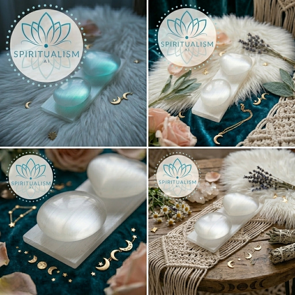 Selenite Gift Set | Palm Stone + Heart + Slab | Crystal Cleansing Bundle | Stardust Market