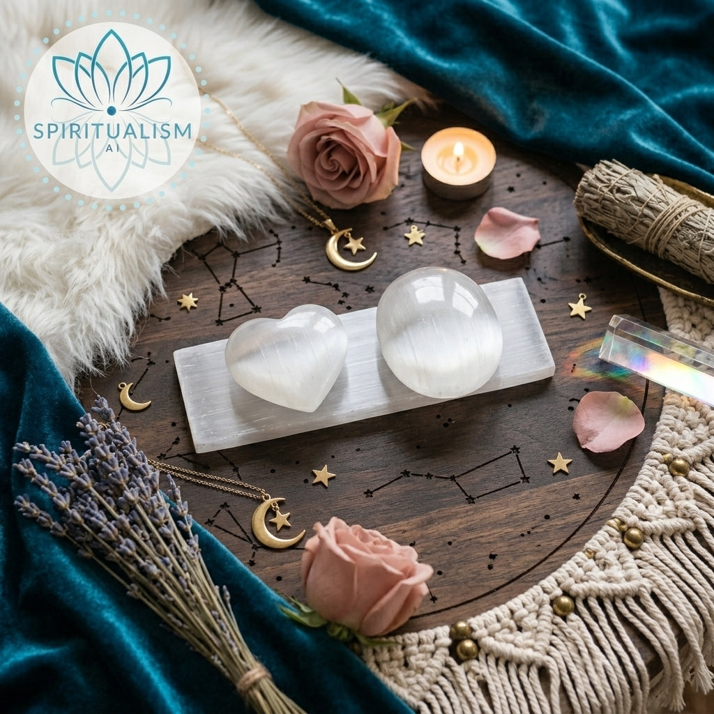 Selenite Gift Set | Palm Stone + Heart + Slab | Crystal Cleansing Bundle | Stardust Market