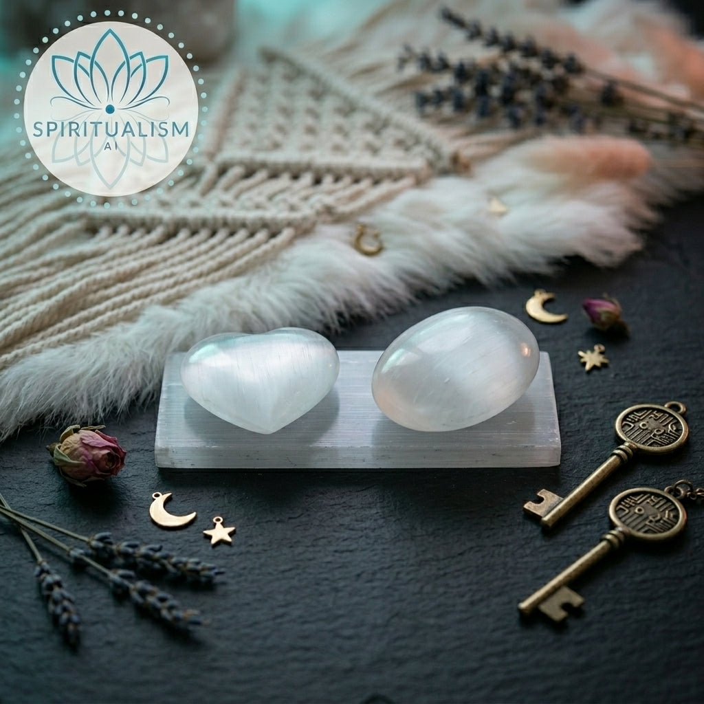 Selenite Gift Set | Palm Stone + Heart + Slab | Crystal Cleansing Bundle | Stardust Market