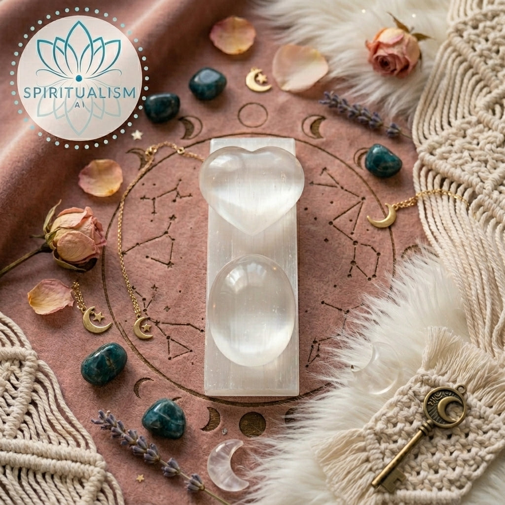 Selenite Gift Set | Palm Stone + Heart + Slab | Crystal Cleansing Bundle | Stardust Market