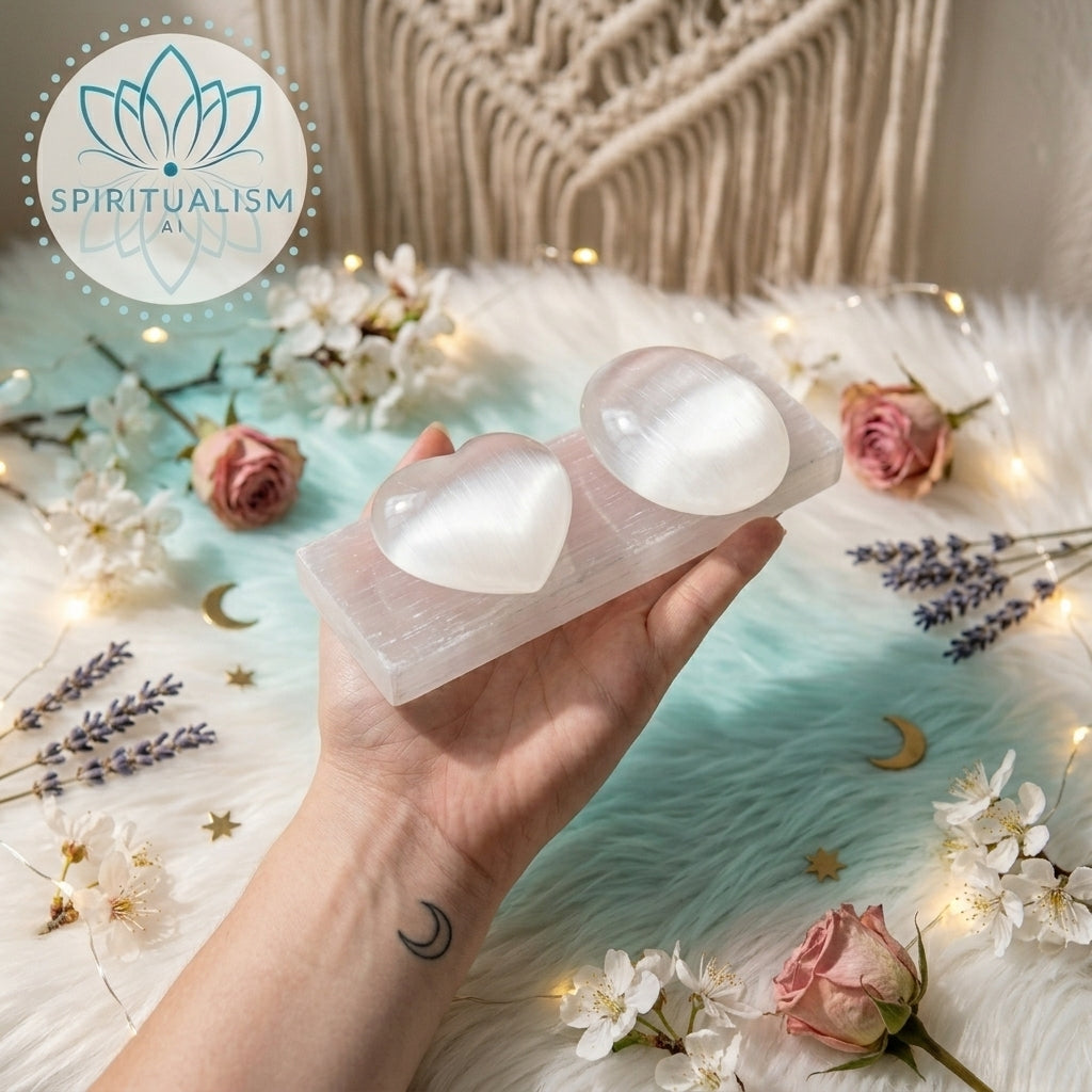 Selenite Gift Set | Palm Stone + Heart + Slab | Crystal Cleansing Bundle | Stardust Market
