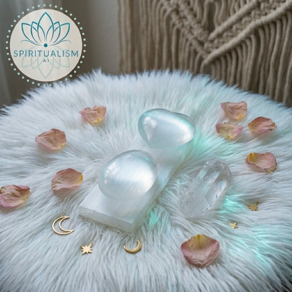 The Sanctuary Set | Selenite Heart + Palm Stone + Slab + Quartz | Crystal Gift Set | Stardust Market