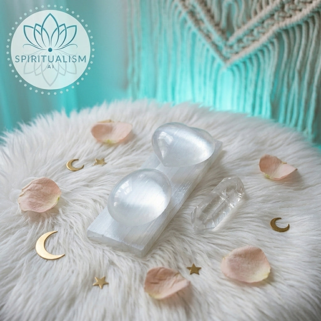 The Sanctuary Set | Selenite Heart + Palm Stone + Slab + Quartz | Crystal Gift Set | Stardust Market