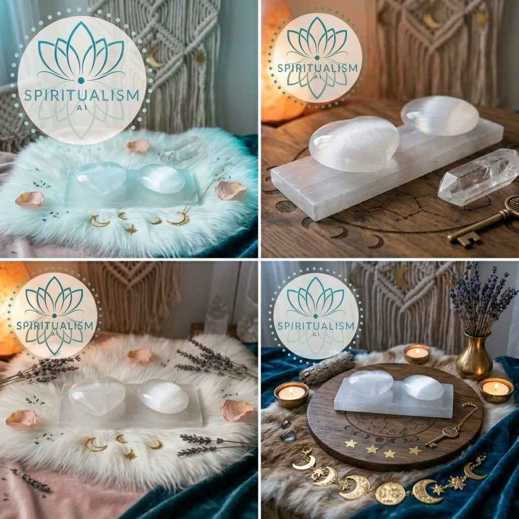 The Sanctuary Set | Selenite Heart + Palm Stone + Slab + Quartz | Crystal Gift Set | Stardust Market